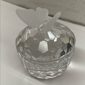 Swarovski Faceted Crystal Trinket Box with Butterfly Lid